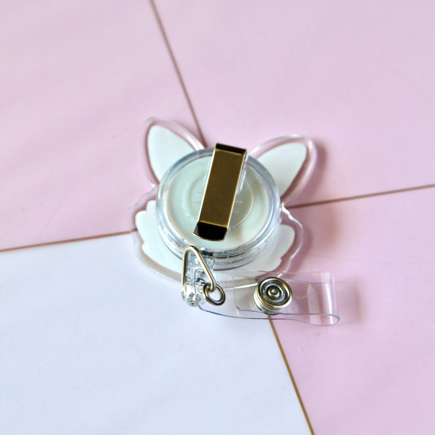 Spotted Bunny Retractable Badge Reel