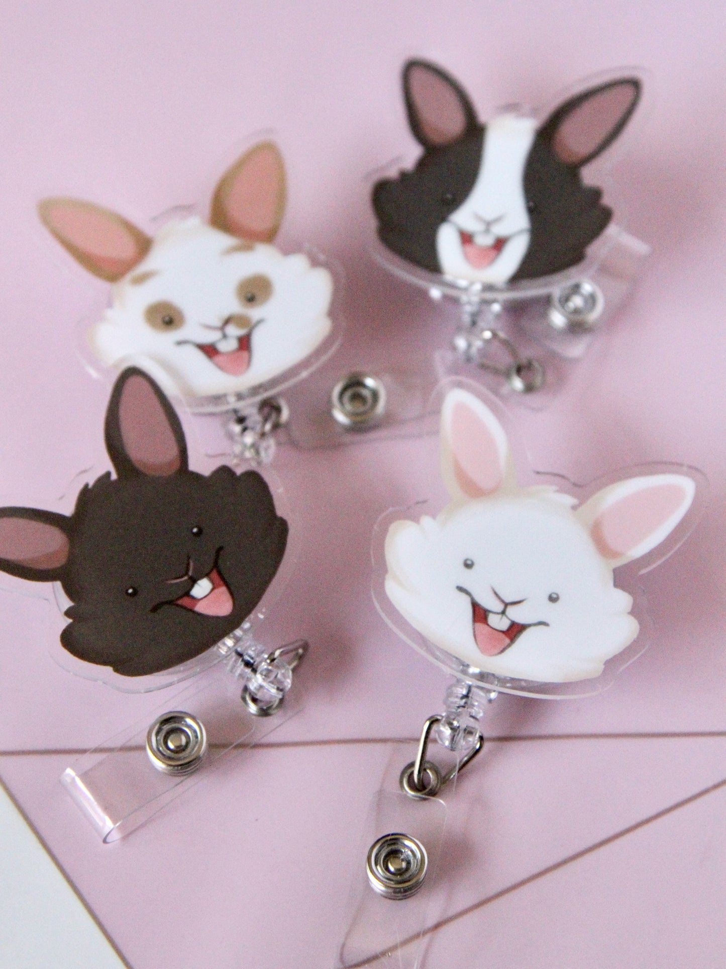 Spotted Bunny Retractable Badge Reel
