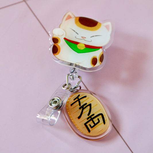 Maneki Neko Retractable Badge Reel
