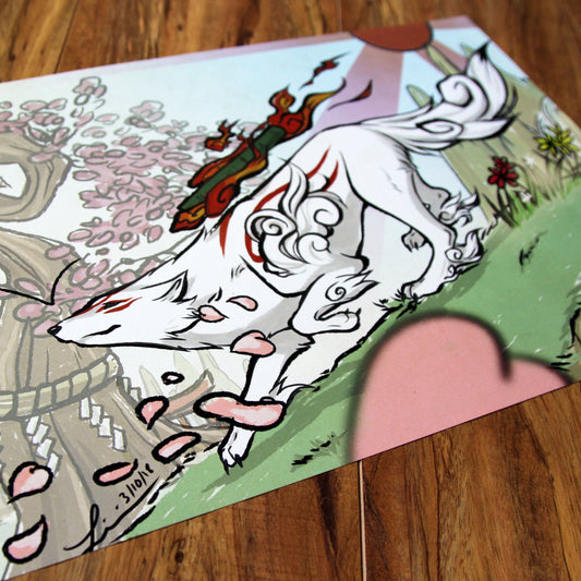 Okami Amaterasu Print - Art By Linai