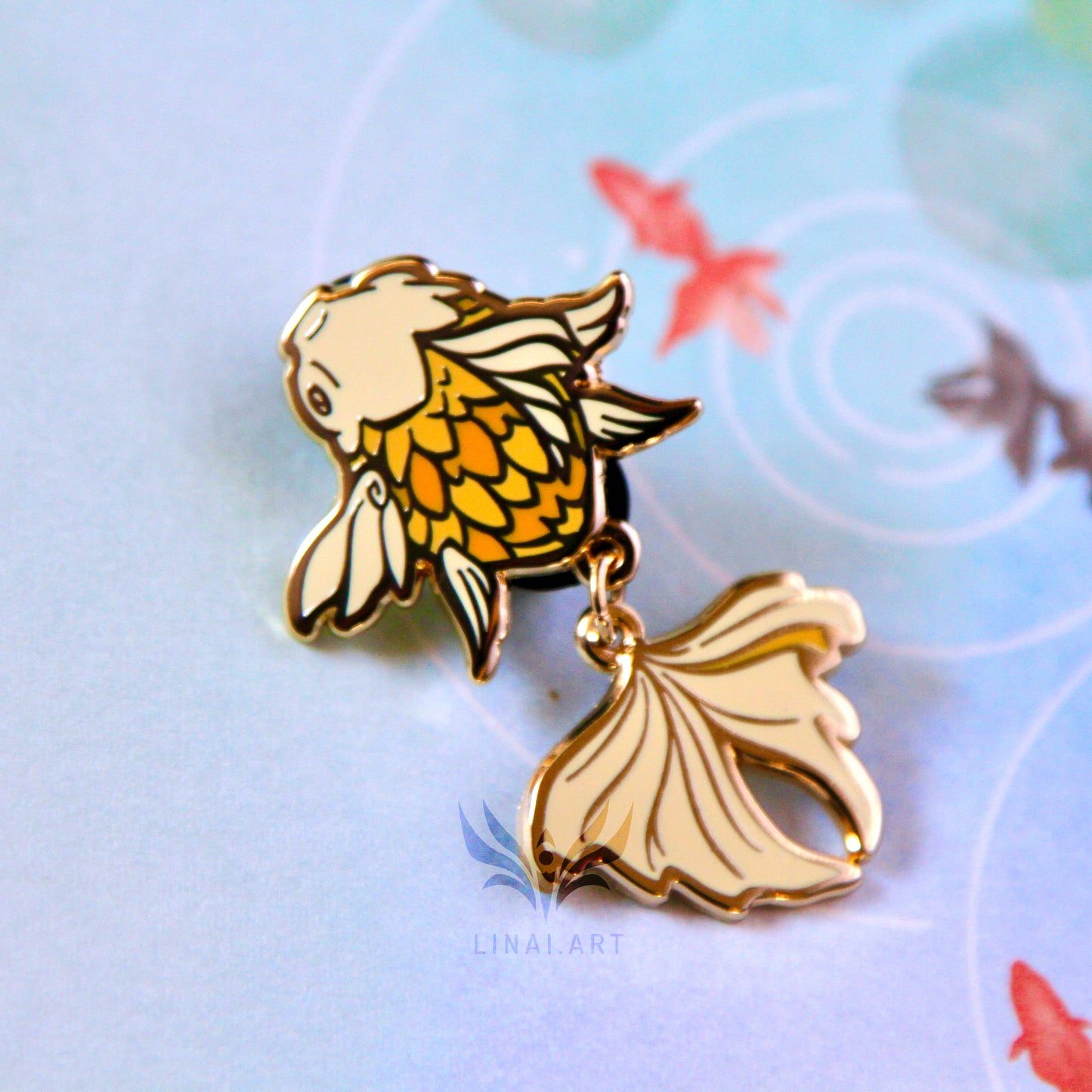 Wiggly Goldfish Enamel Pin