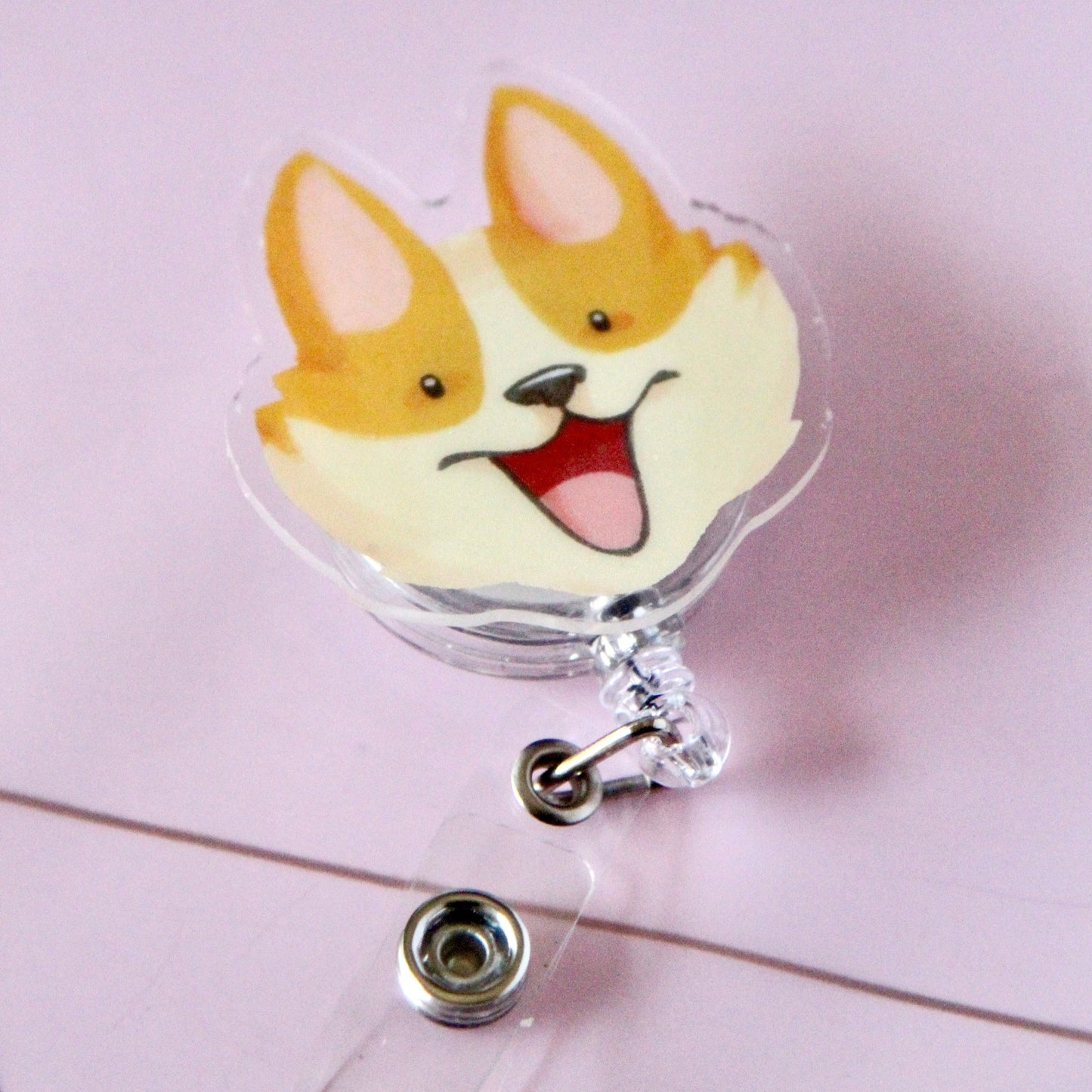 Red Corgi Retractable Badge Reel