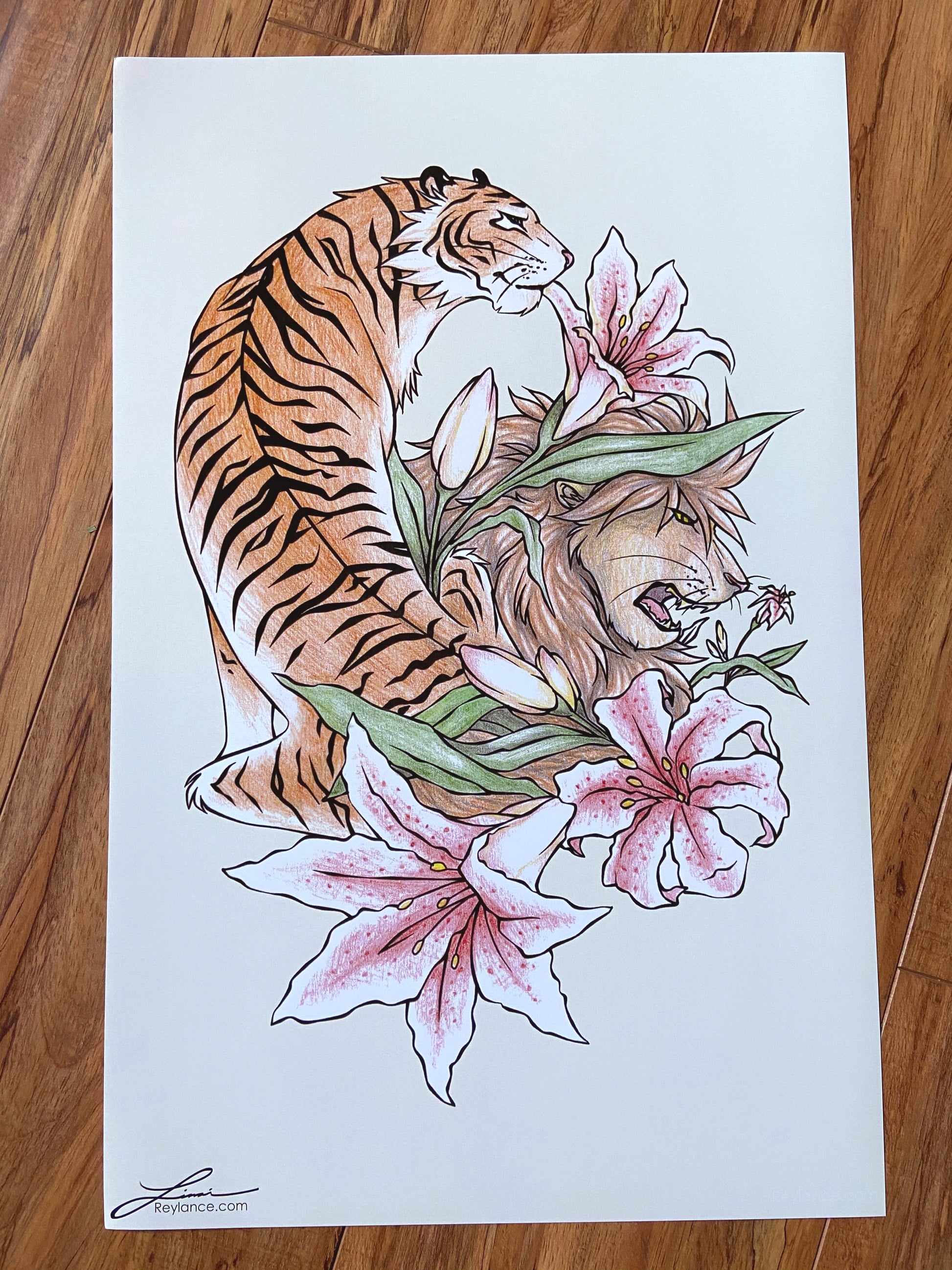 Tiger, Lily, Lion Print - Art By Linai