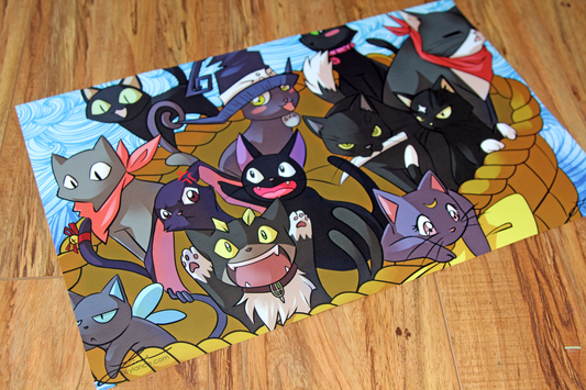 Anime Black Cats Print - Art By Linai