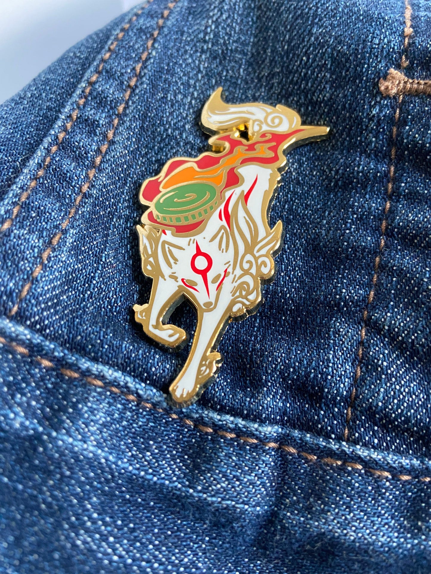 Amaterasu and Oki Enamel Pins - Art By Linai